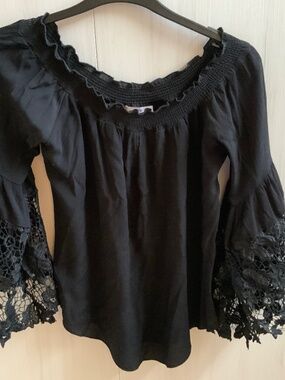 Black Muche Muchette boho bell sleeve top